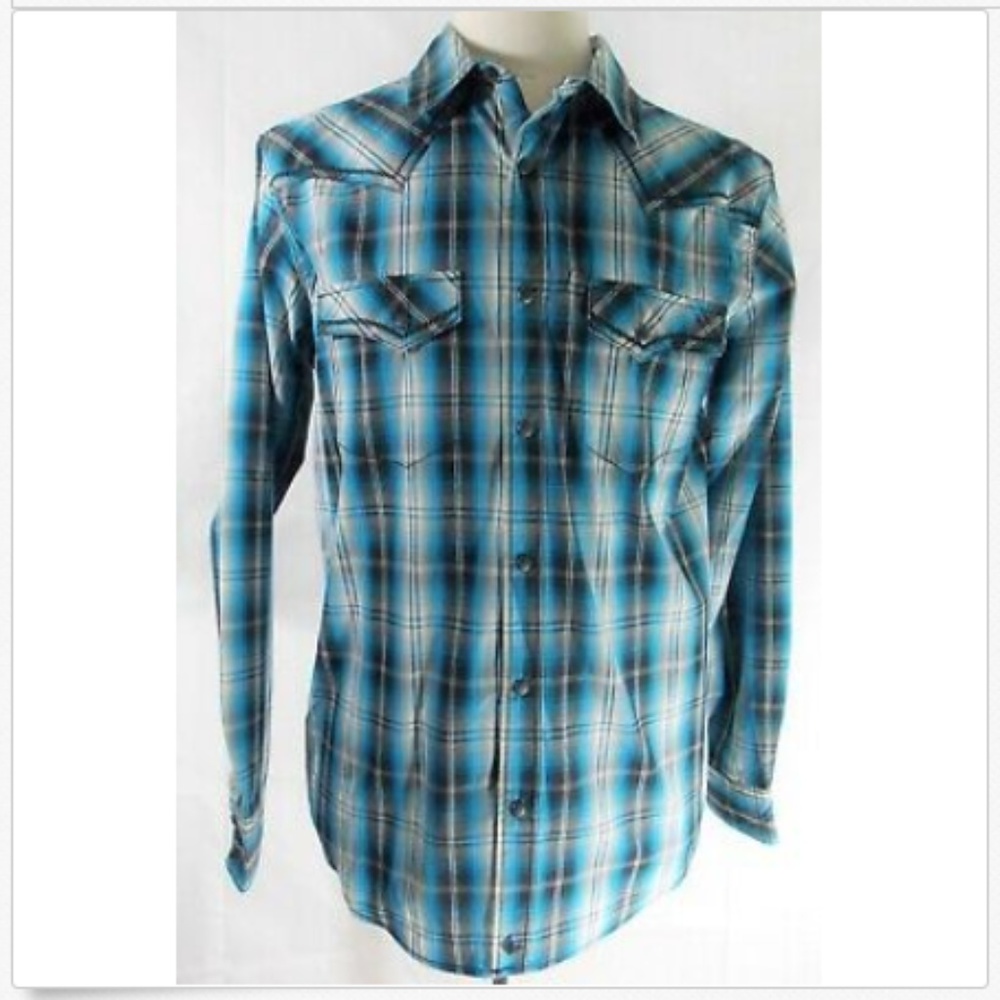 CODY JAMES Western Apparel Blue Black White Plaid